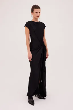 Bianca Spender Eva Satin Crepe Dress Black Size 16 for rent on The Volte - image 1