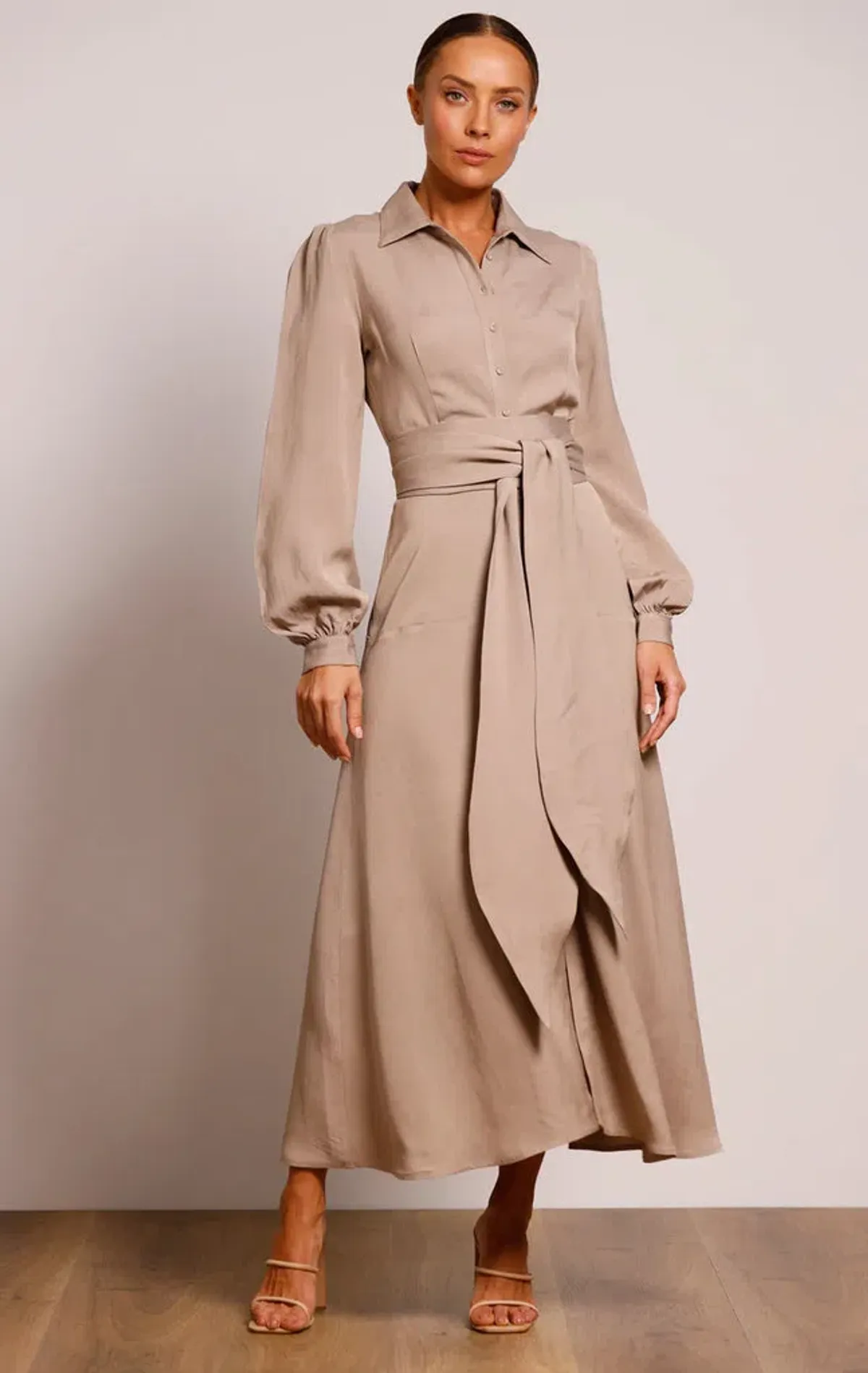 Pasduchas Regalia Shirt Midi Dress Nude Size 8 - Image 3