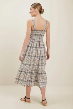 Seed Heritage Textured Check Midi Dress Print Size 10 for rent on The Volte - image 3