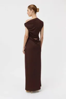 Camilla and Marc Annalise Draped Maxi Dress in Chocolate Brown Size 10 for rent on The Volte - image 2