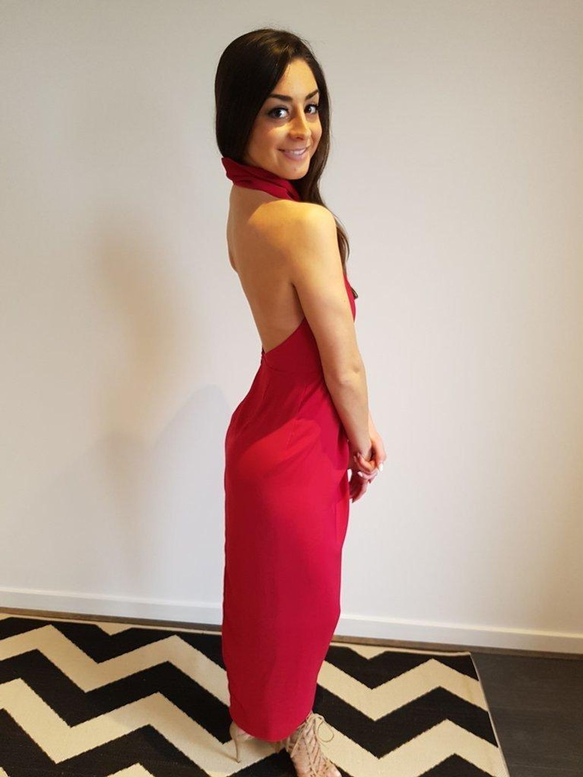 Shona Joy Monique Funnel Gown Red Size 10 - Image 1