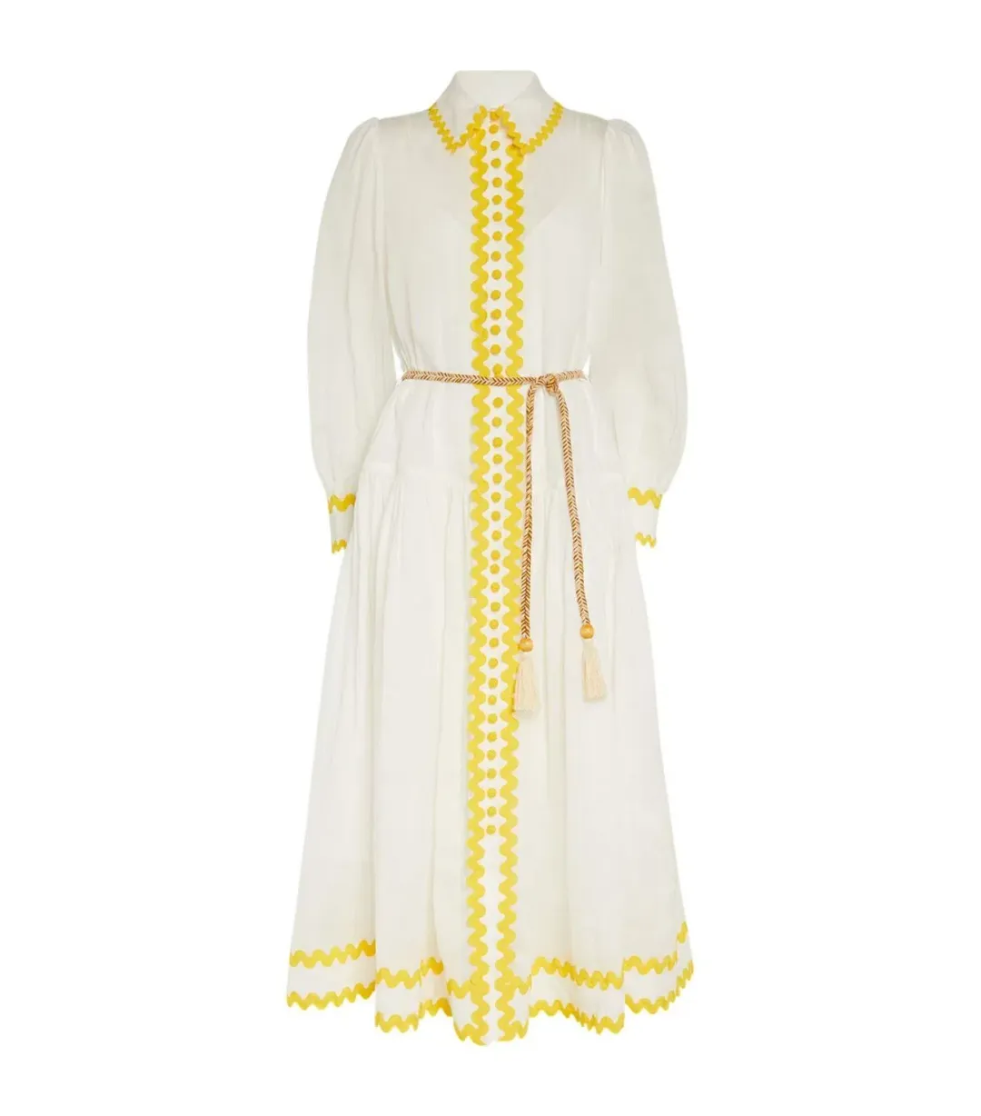 Zimmermann Cira Drop Waist Shirt Dress Ivory Yellow Size 3 / AU 14 for rent on The Volte - main image
