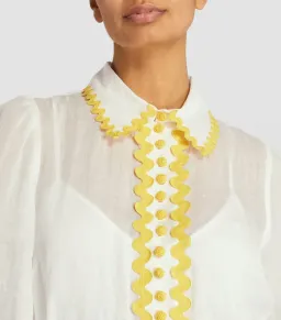 Zimmermann Cira Drop Waist Shirt Dress Ivory Yellow Size 3 / AU 14 for rent on The Volte - image 2