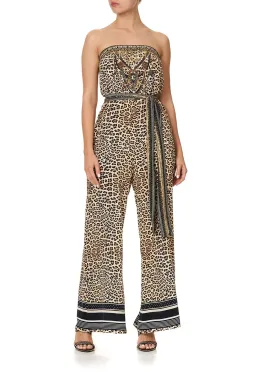 Camilla Tie Waist Strapless Silk Jumpsuit Leopard Print Size L / AU 14 for rent on The Volte - image 1