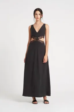Sir the Label Alma Silk Cut Out Dress Black Size 3 / AU 12 for rent on The Volte - image 1