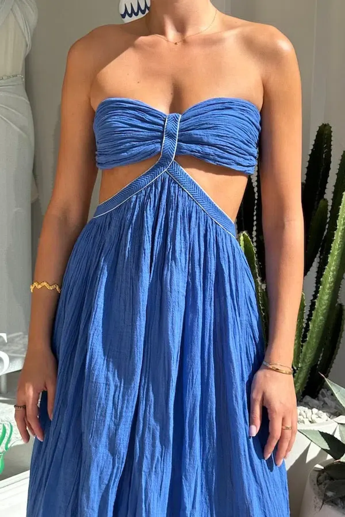 D'Artemide Chloe Strapless Cotton Dress Royal Blue One Size - Image 2