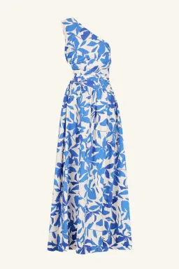 Shona Joy Bleue Asymmetrical Cut Out Maxi Dress Blue Floral Print Size 12 for rent on The Volte - image 8