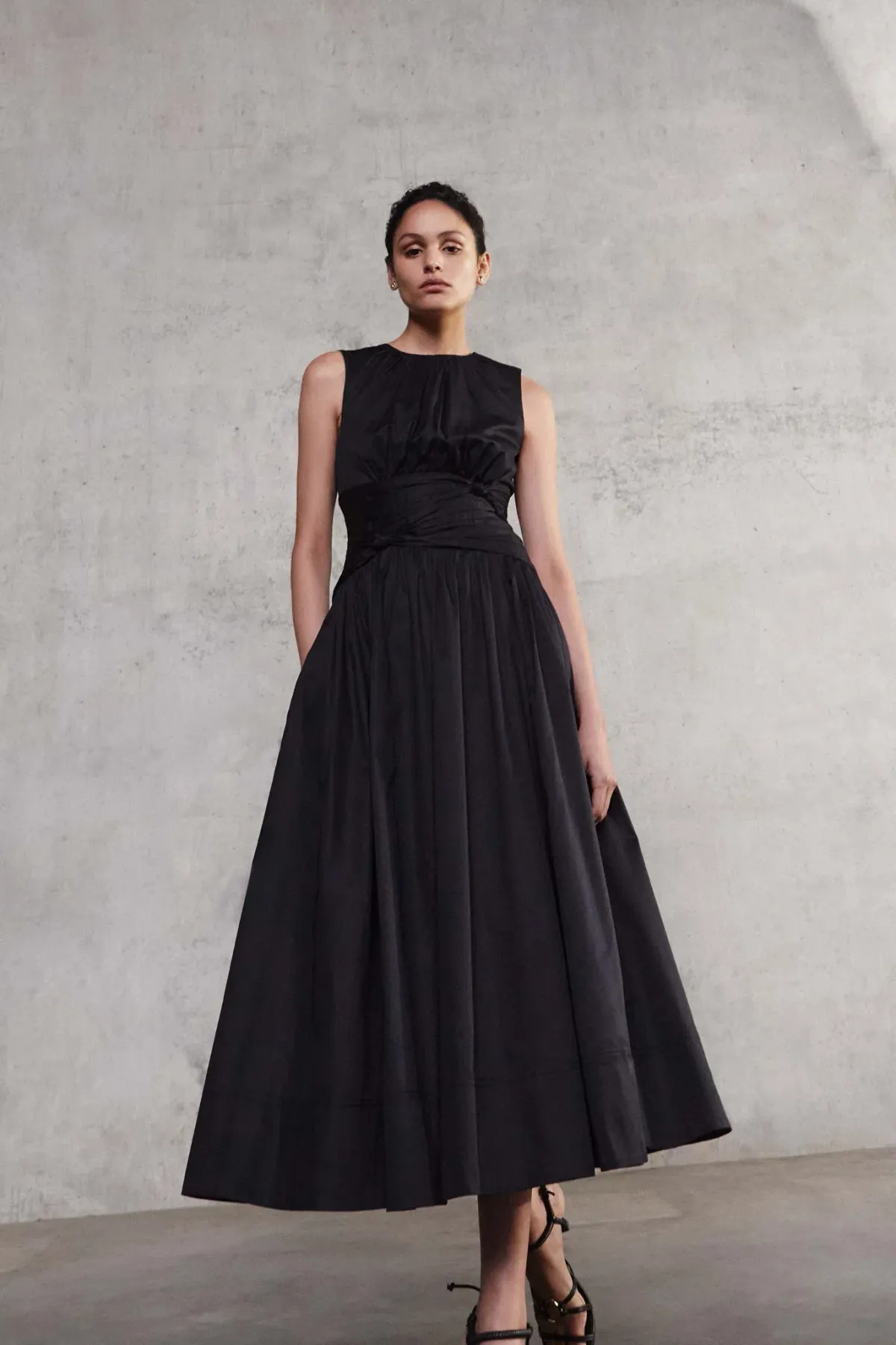 Aje Agatha Knot Waist Midi Dress Black Size 12 for rent on The Volte - main image