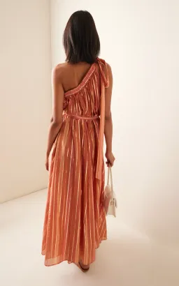 Zimmermann Junie Asymmetric Midi Dress Caramel Multi Size 2 / AU 12 for rent on The Volte - image 3