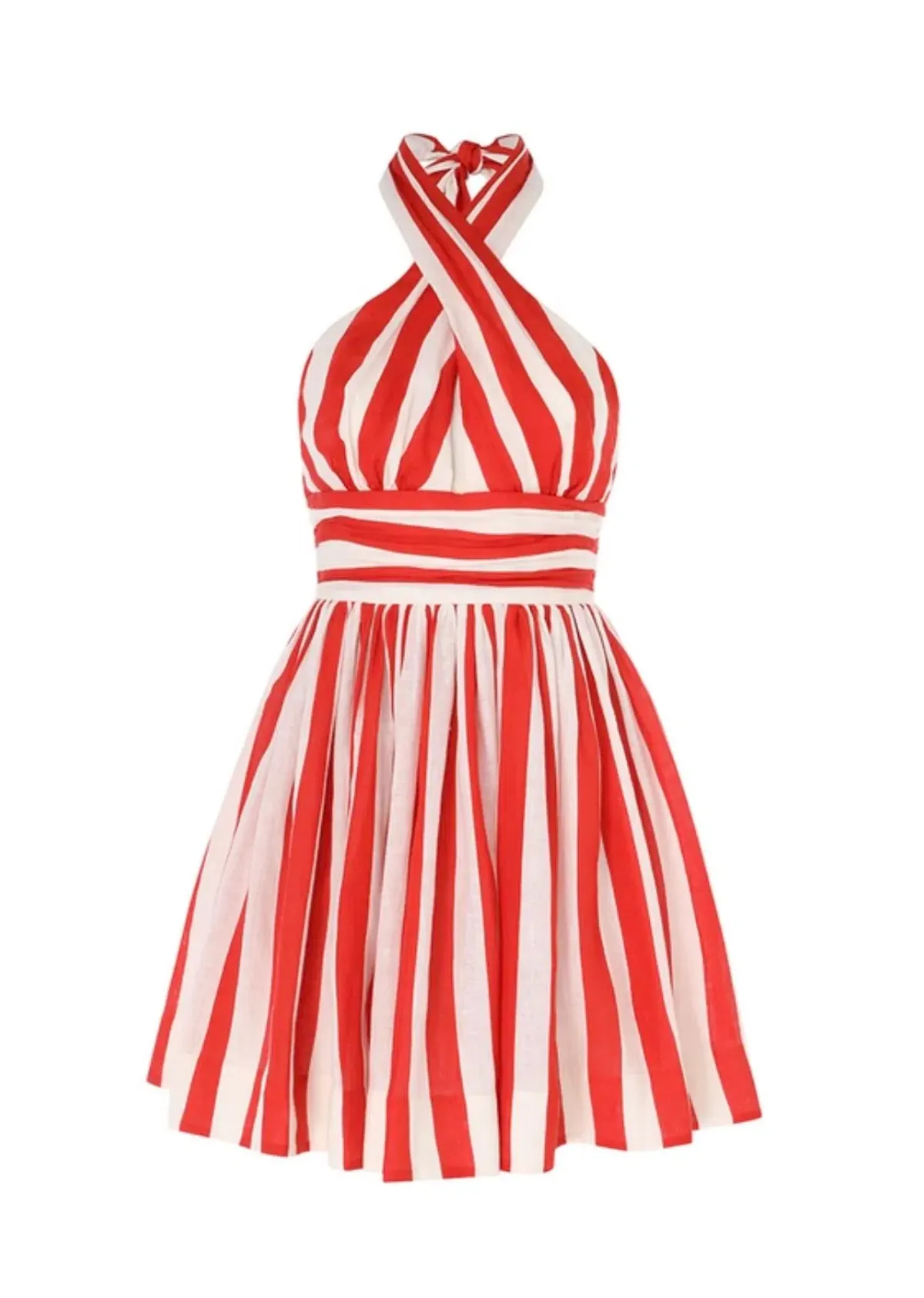 Zimmermann The Alight Halter Mini Dress in Red/Cream Stripe Size 0P / AU 6 - Image 4