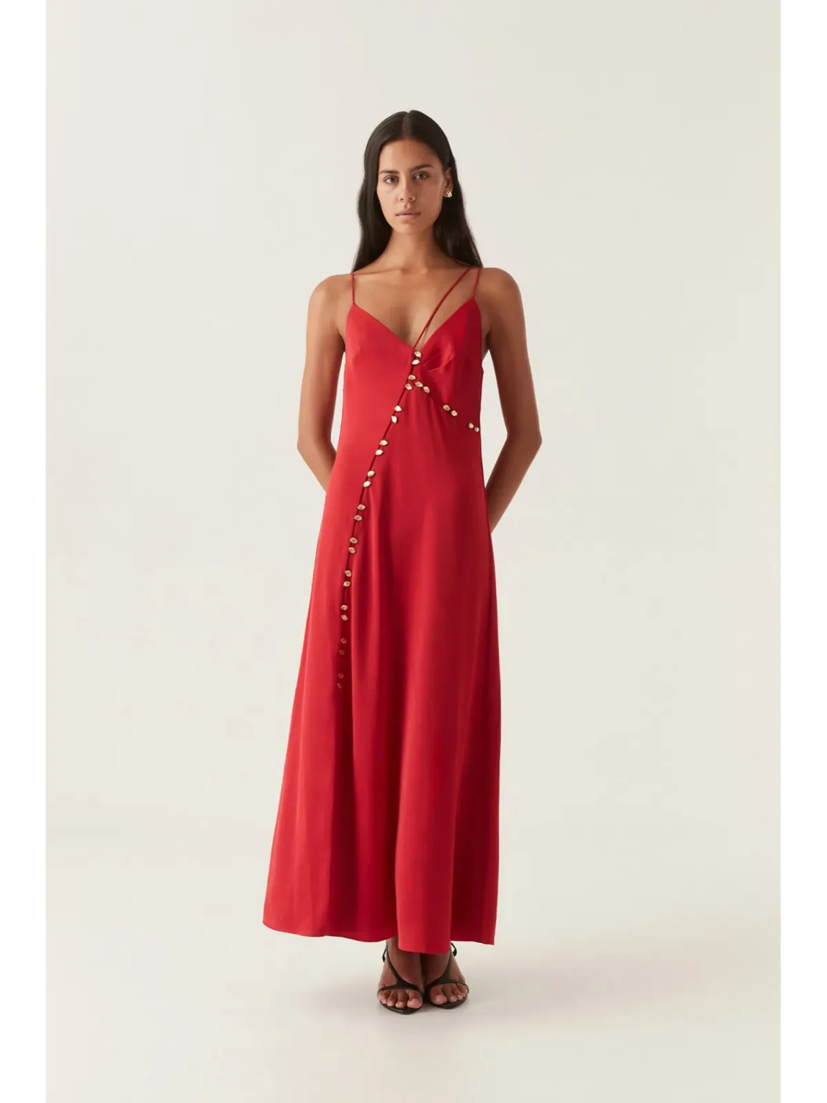 Aje Riddle Button Down Maxi Dress in Scarlet Red Size AU 8 - Image 1