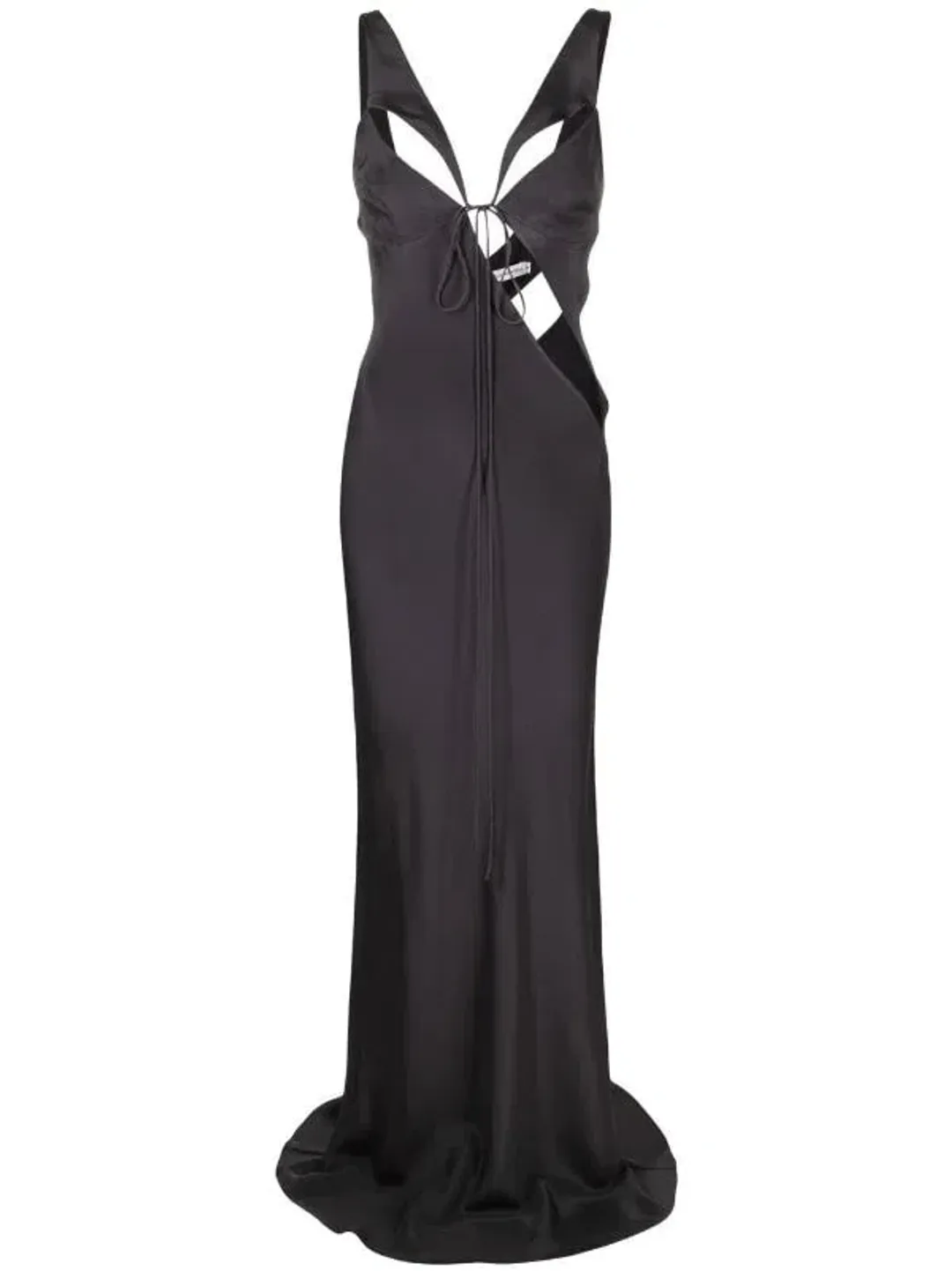 Christopher Esber V Neck Sleeveless Dress Charcoal Grey Size 10 for rent on The Volte - main image