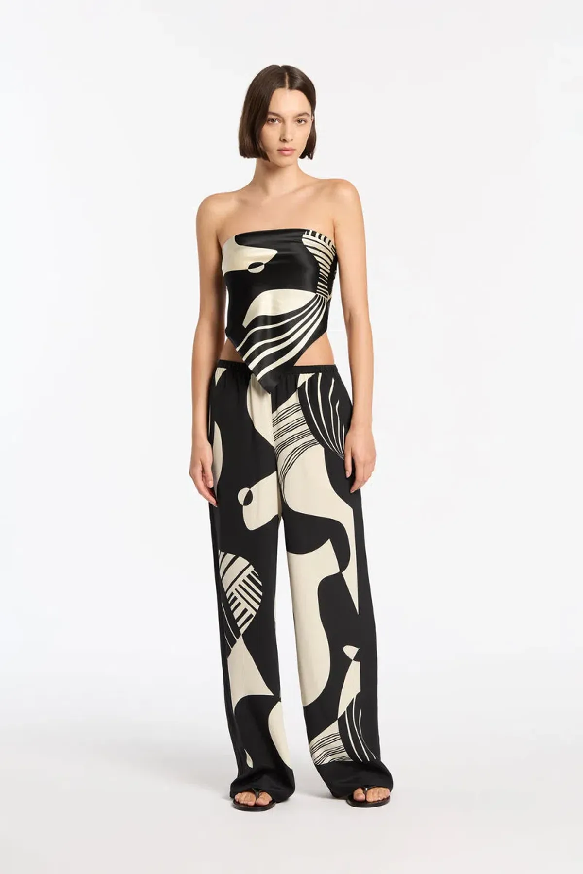 Sir the Label Realisme Pant & Scarf Top Black Print Size 2/ AU 10 - Image 1