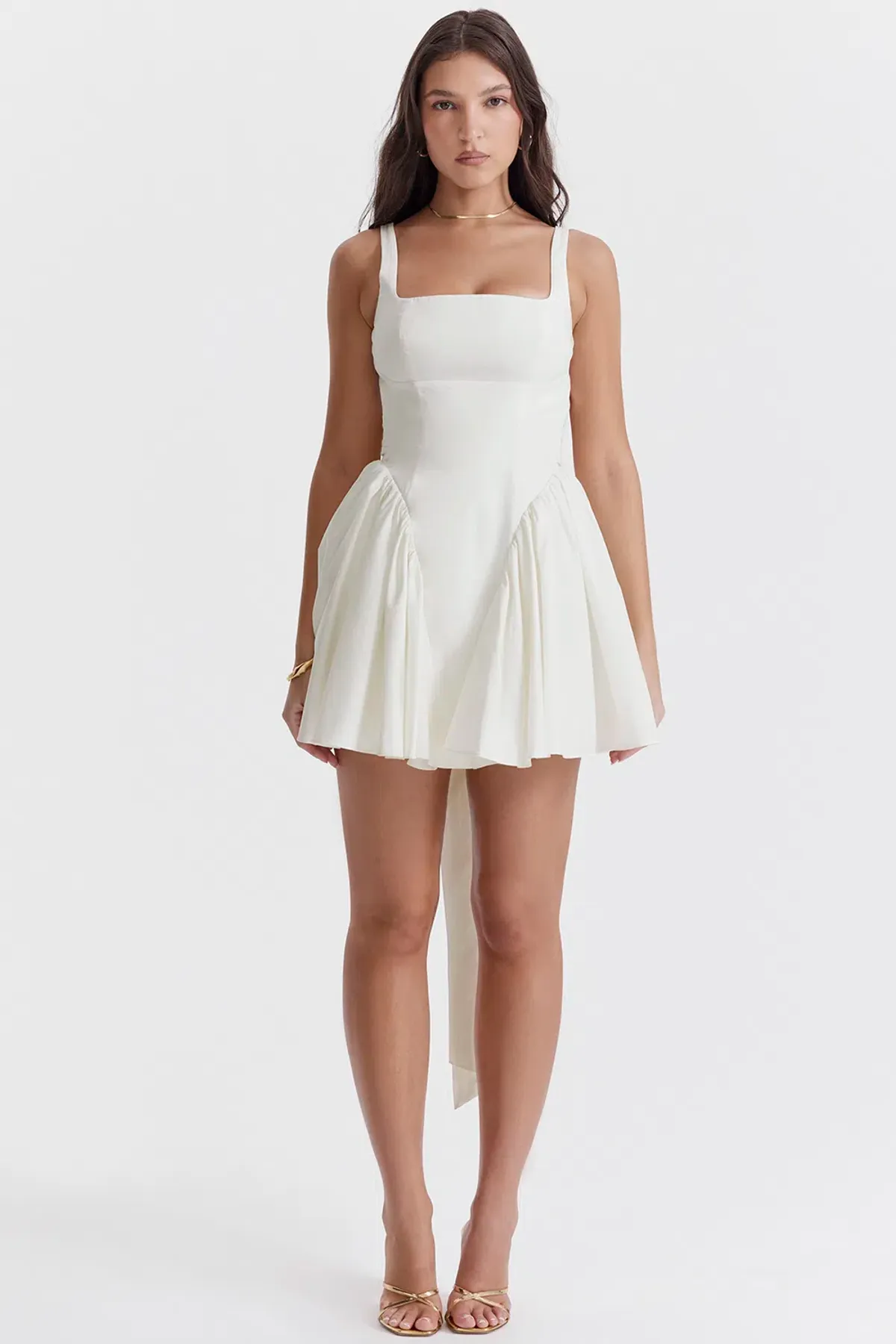 House of CB Florianne Bow Mini Dress in Ivory Size XS / AU 6 - Image 1