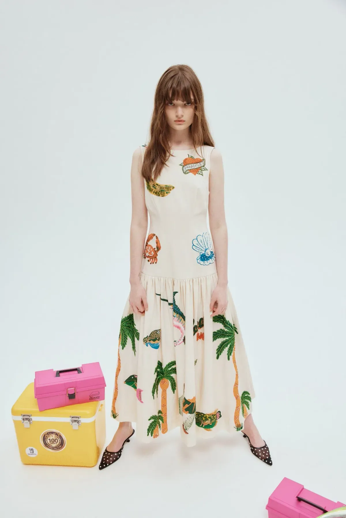 Alemais Clam Embroidered Gown Print Size 8 - Image 1