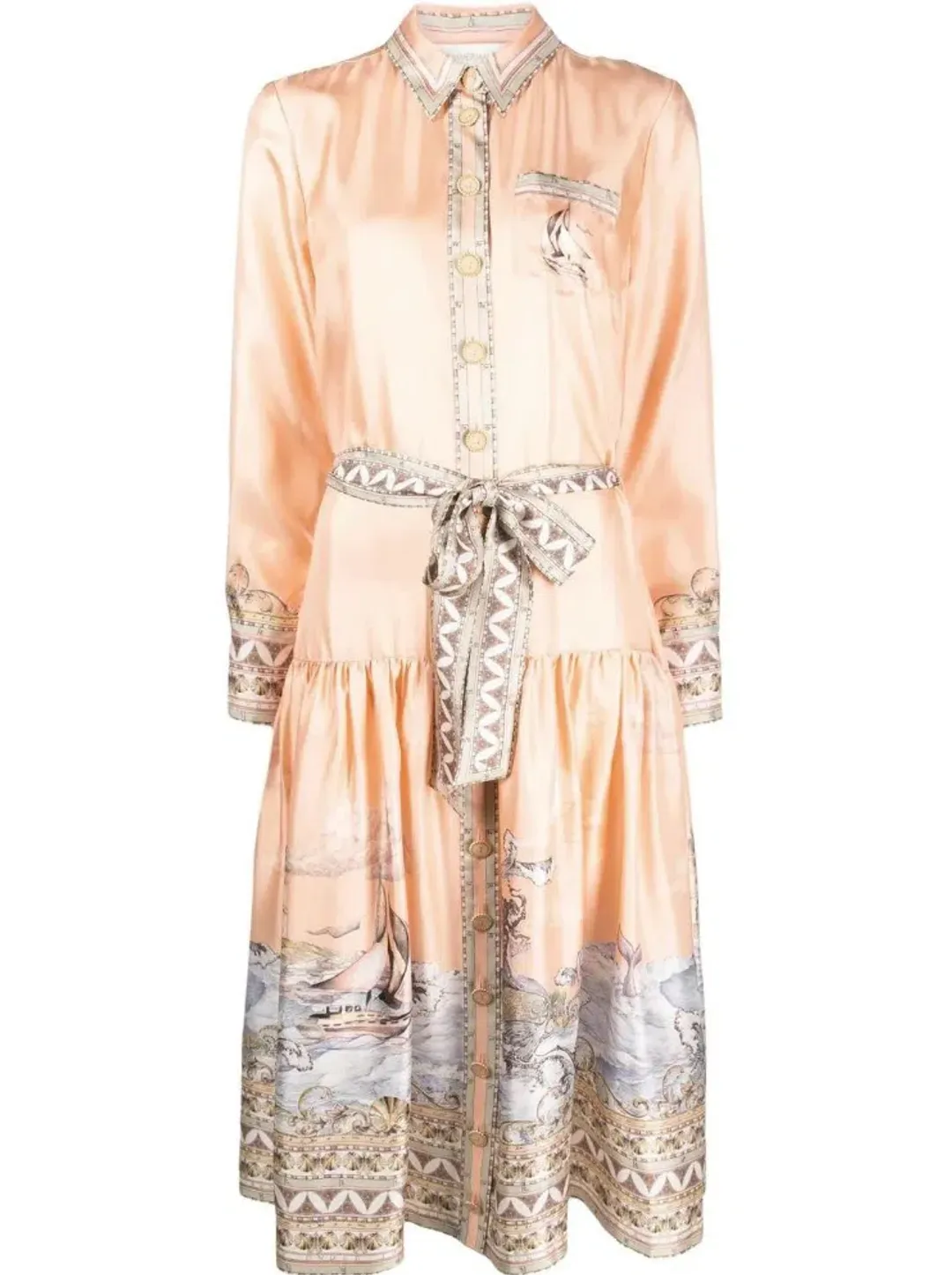 Zimmermann High Tide Odyssey Print Shirt Midi Dress Multi Size 1 / AU 10 for rent on The Volte - main image