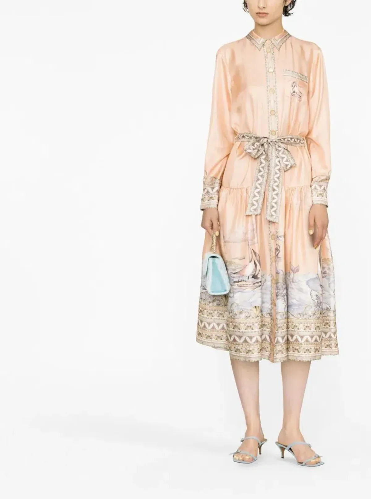 Zimmermann High Tide Odyssey Print Shirt Midi Dress Multi Size 1 / AU 10 - Image 4