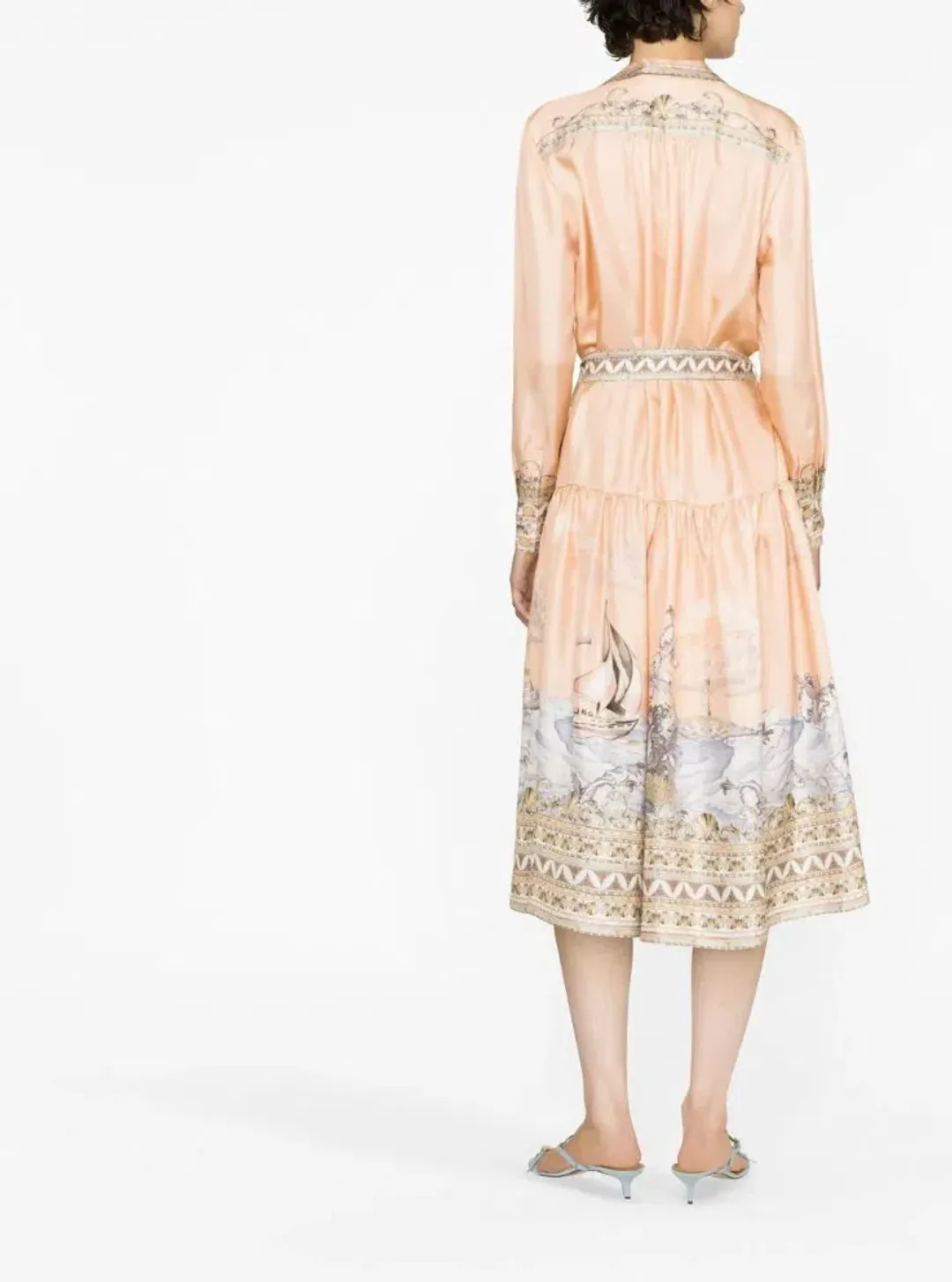 Zimmermann High Tide Odyssey Print Shirt Midi Dress Multi Size 1 / AU 10 for rent on The Volte - main image