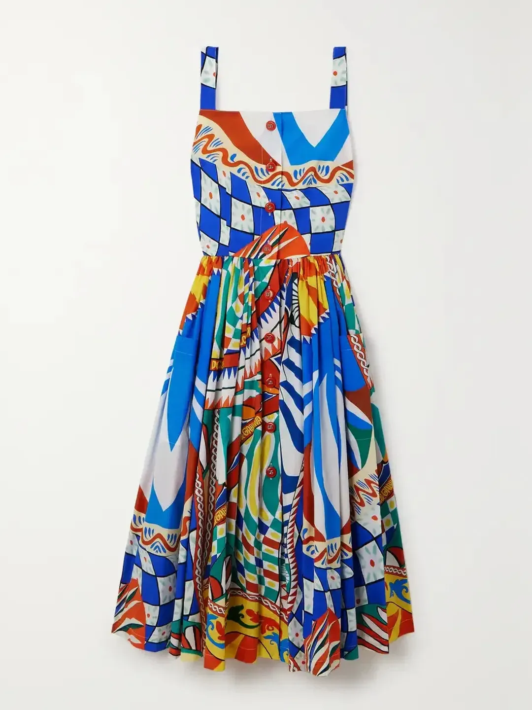 Dolce & Gabbana Carretto Card Psychedelic Sleeveless Midi Dress Multi Size EU 44 / AU 12 for rent on The Volte - main image