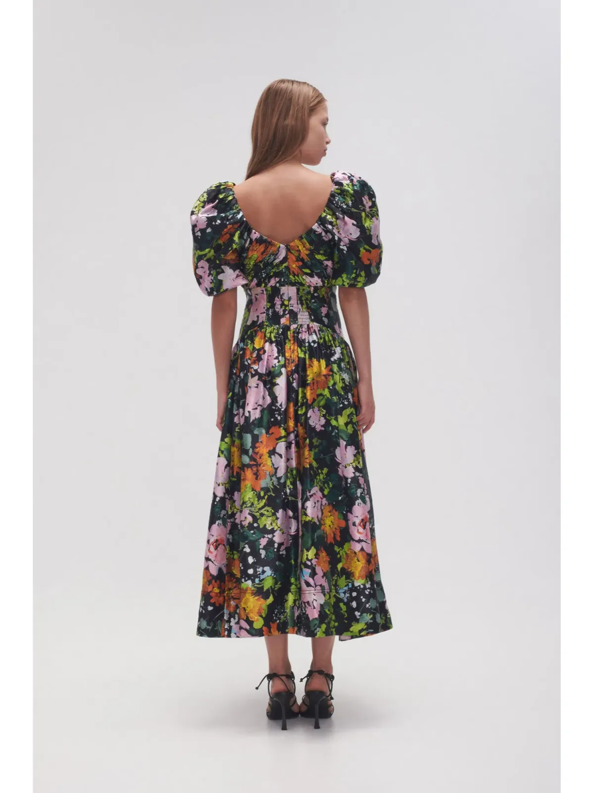 Aje Gabrielle Plunge Midi Dress Midnight Floral Size AU 8 - Image 4