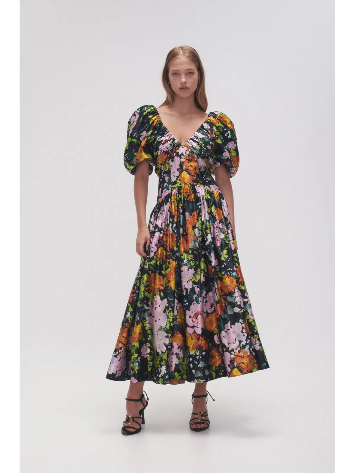 Aje Gabrielle Plunge Midi Dress Midnight Floral Size AU 8 - Image 1
