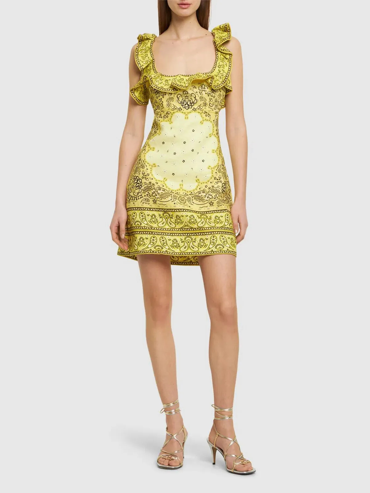 Zimmermann Matchmaker Frilled Mini Dress Yellow Bandana Size 1 / AU 10 for rent on The Volte - main image