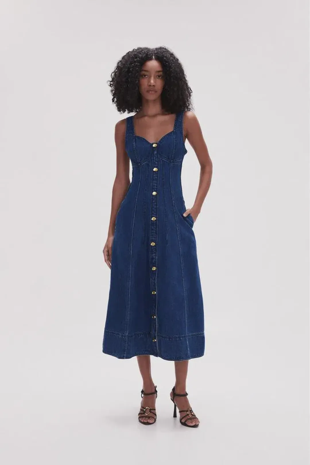 Aje May Denim Mini Dress in Dark Indigo Size AU 6 for rent on The Volte - main image