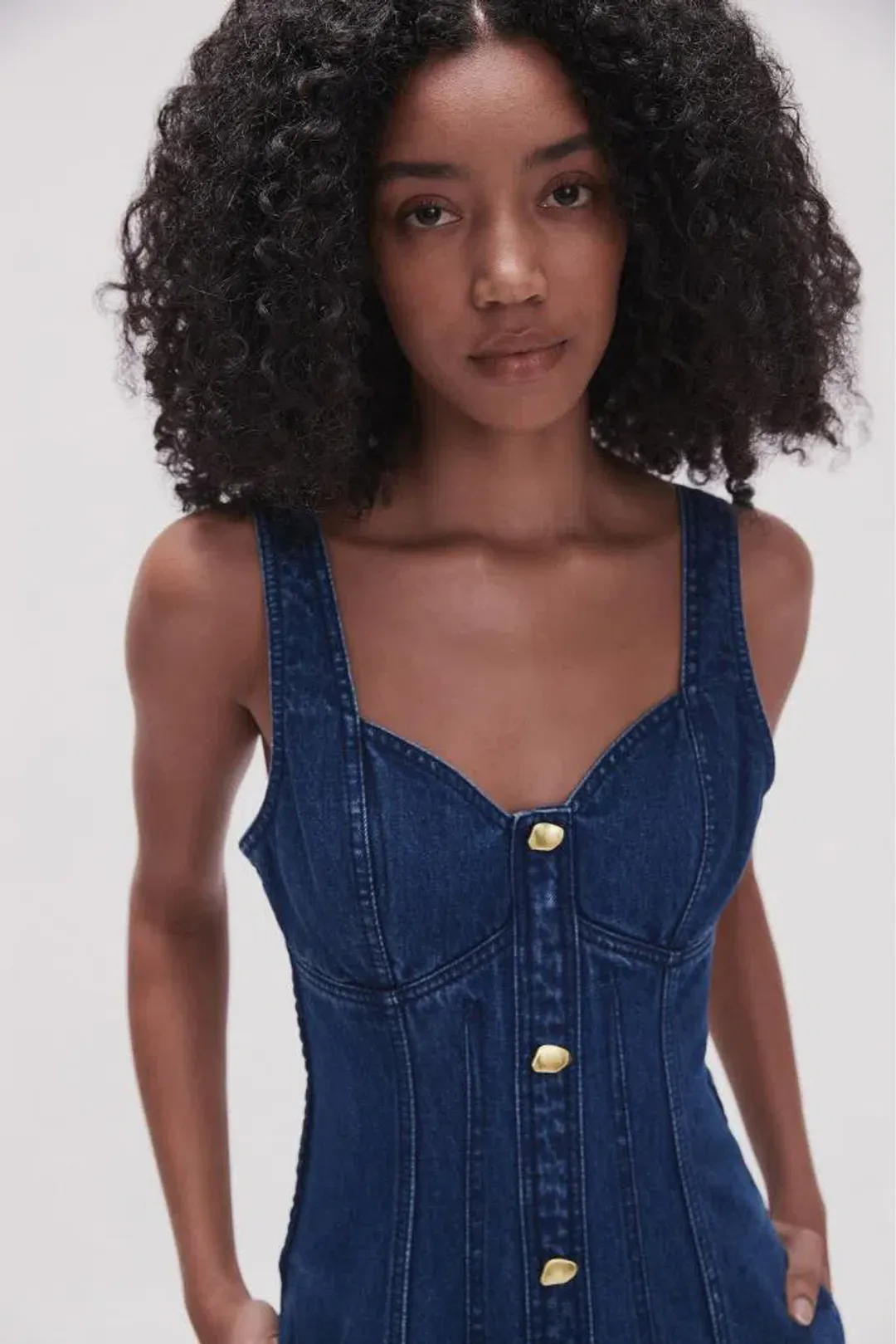 Aje May Denim Mini Dress in Dark Indigo Size AU 6 for rent on The Volte - main image
