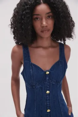 Aje May Denim Mini Dress in Dark Indigo Size AU 6 for rent on The Volte - image 2