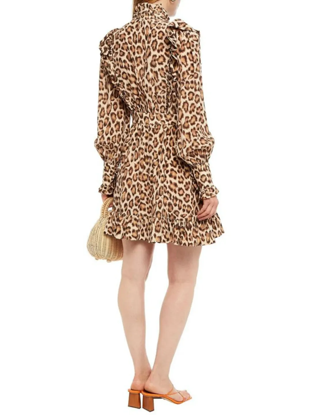 Zimmermann Lucky Frill Mini Dress in Leopard Print Size 1 / AU 10 for rent on The Volte - main image