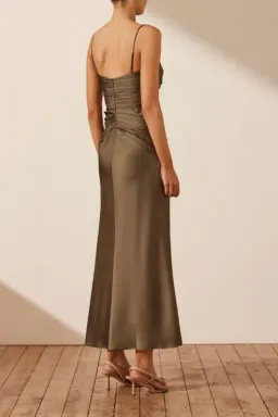 Shona Joy Luxe Ruched Bodice Midi Dress in Pine Size 10 for rent on The Volte - image 3