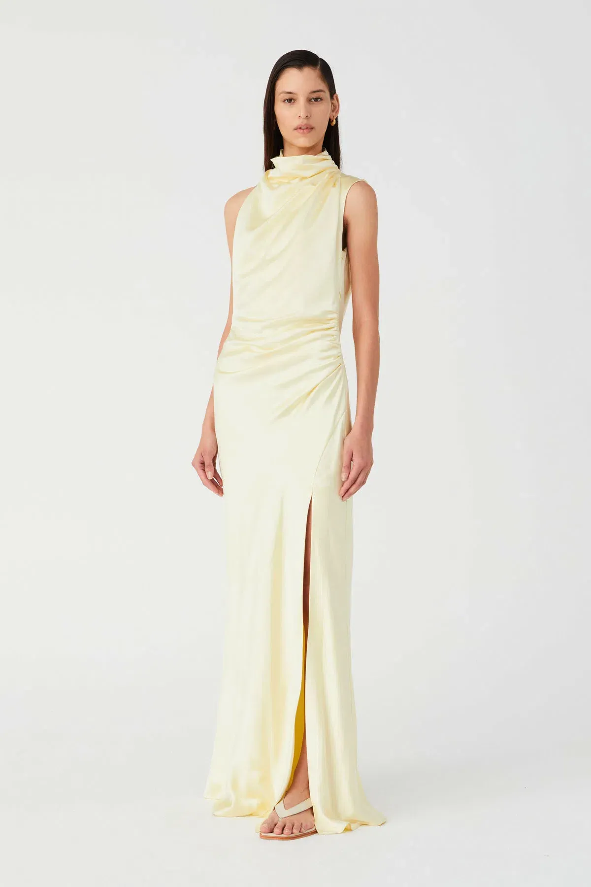 MISHA Costantina Satin Gown Soft Gold Size 8 - Image 2
