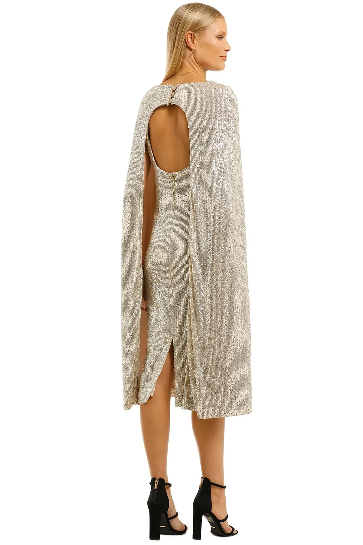Trelise Cooper This Changes Everything Midi Dress in Champagne Sequin Size 14 - Image 3