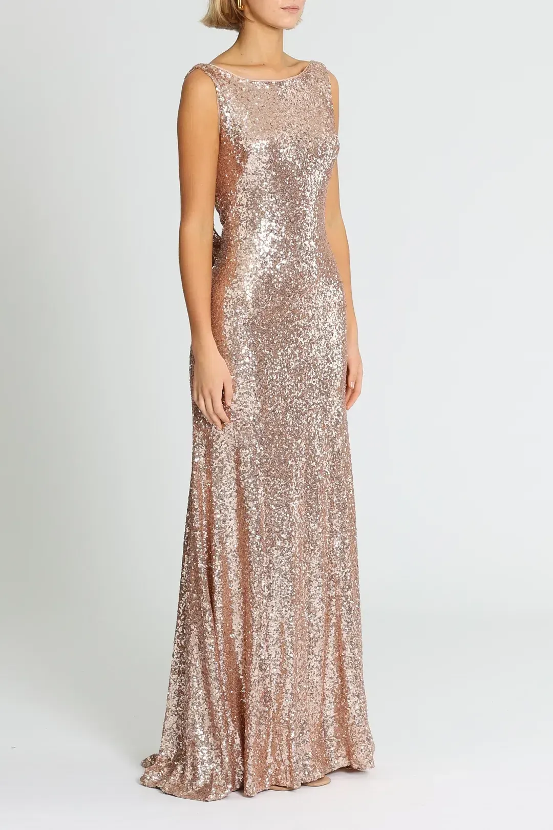 Theia Gemma Gown in Rose Gold Size 12 for rent on The Volte - main image