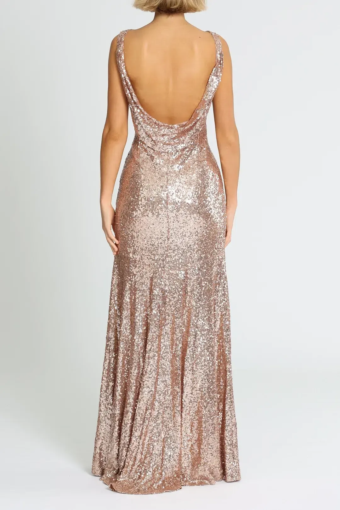 Theia Gemma Gown in Rose Gold Size 12 for rent on The Volte - main image