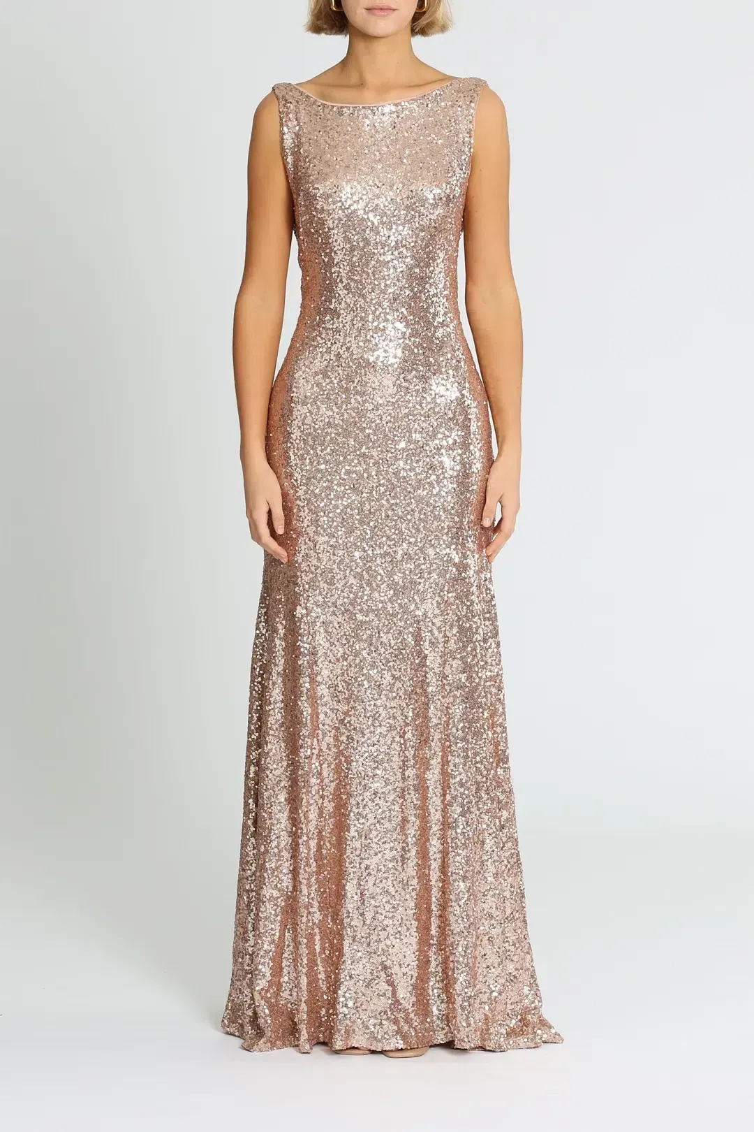 Theia Gemma Gown in Rose Gold Size 14 for rent on The Volte - main image