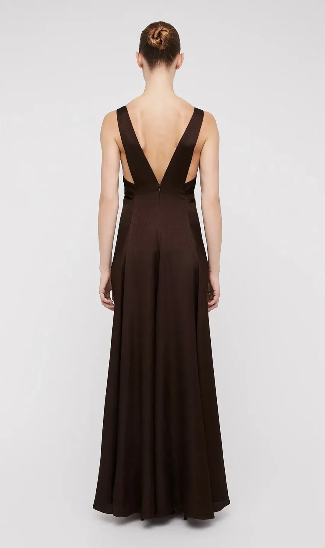 Scanlan Theodore Silk Jacquard Gown Chocolate Brown Size 12 for rent on The Volte - main image