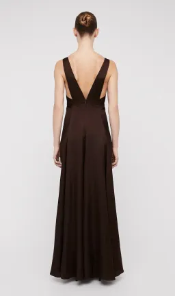 Scanlan Theodore Silk Jacquard Gown Chocolate Brown Size 12 for rent on The Volte - image 3