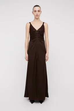 Scanlan Theodore Silk Jacquard Gown Chocolate Brown Size 12 for rent on The Volte - image 1