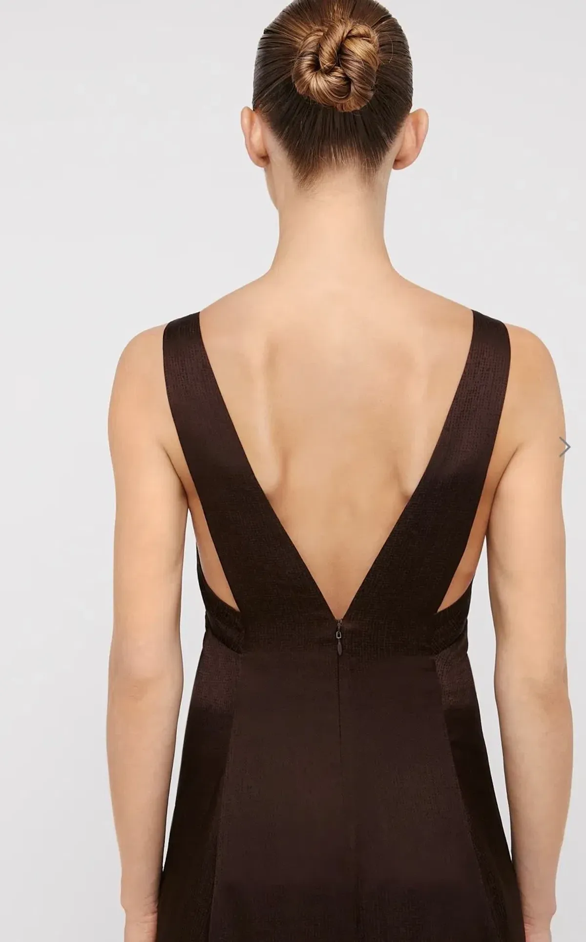 Scanlan Theodore Silk Jacquard Gown Chocolate Brown Size 12 - Image 4
