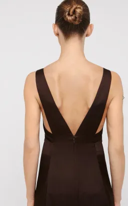 Scanlan Theodore Silk Jacquard Gown Chocolate Brown Size 12 for rent on The Volte - image 4