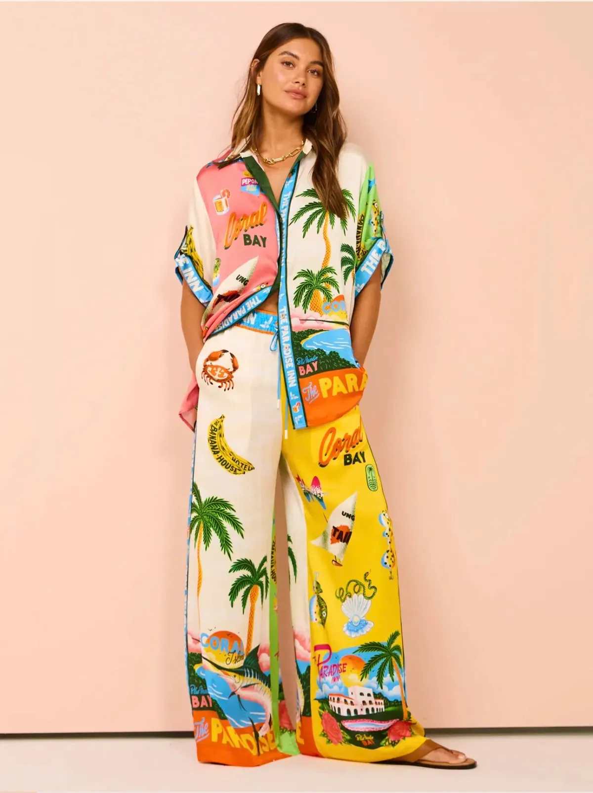 Alemais Paradiso Silk Shirt Size 6 & Pants Size 10 Set - Image 1