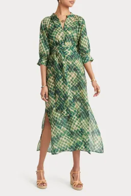 Husk Sabine Midi Dress Green Print Size 14 for rent on The Volte - image 1