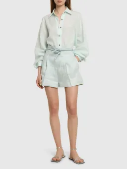 Zimmermann Natura Oversized Shirt in Size 0P / AU 6 and Short in Size 1 / AU 10 Set Mint for rent on The Volte - image 1
