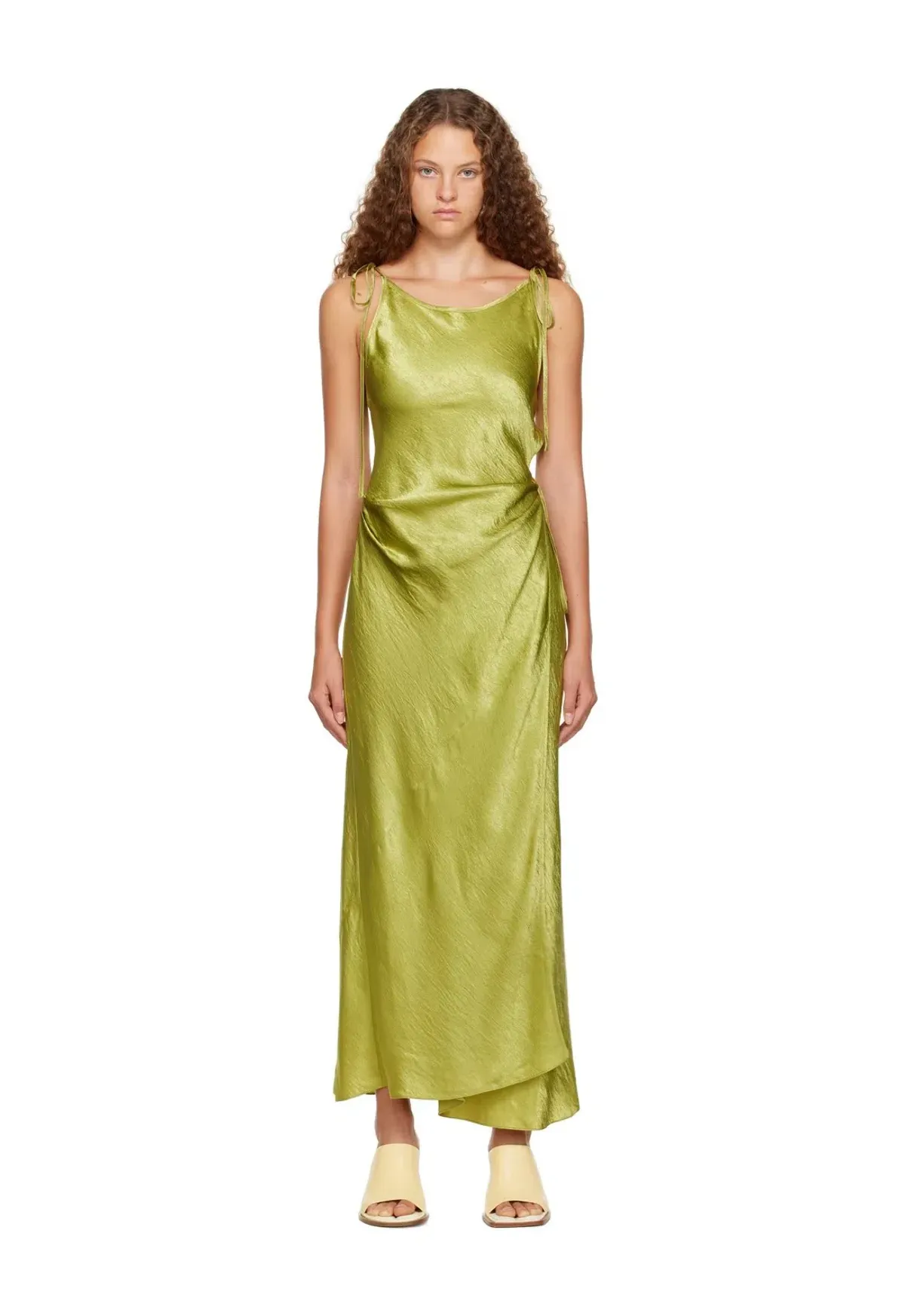 Acne Studio Wrap Satin Dress Green Size 8 for rent on The Volte - main image