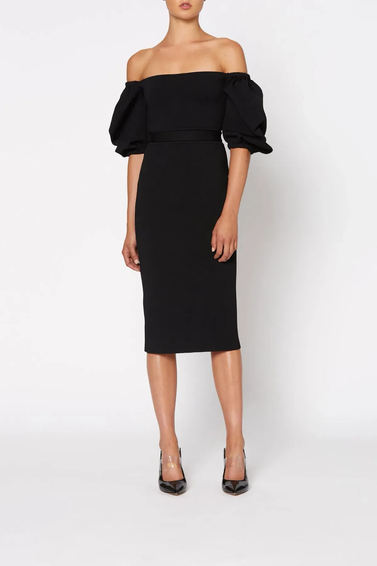 Scanlan Theodore Crepe Knit Dress Black Size 8 for rent on The Volte - main image