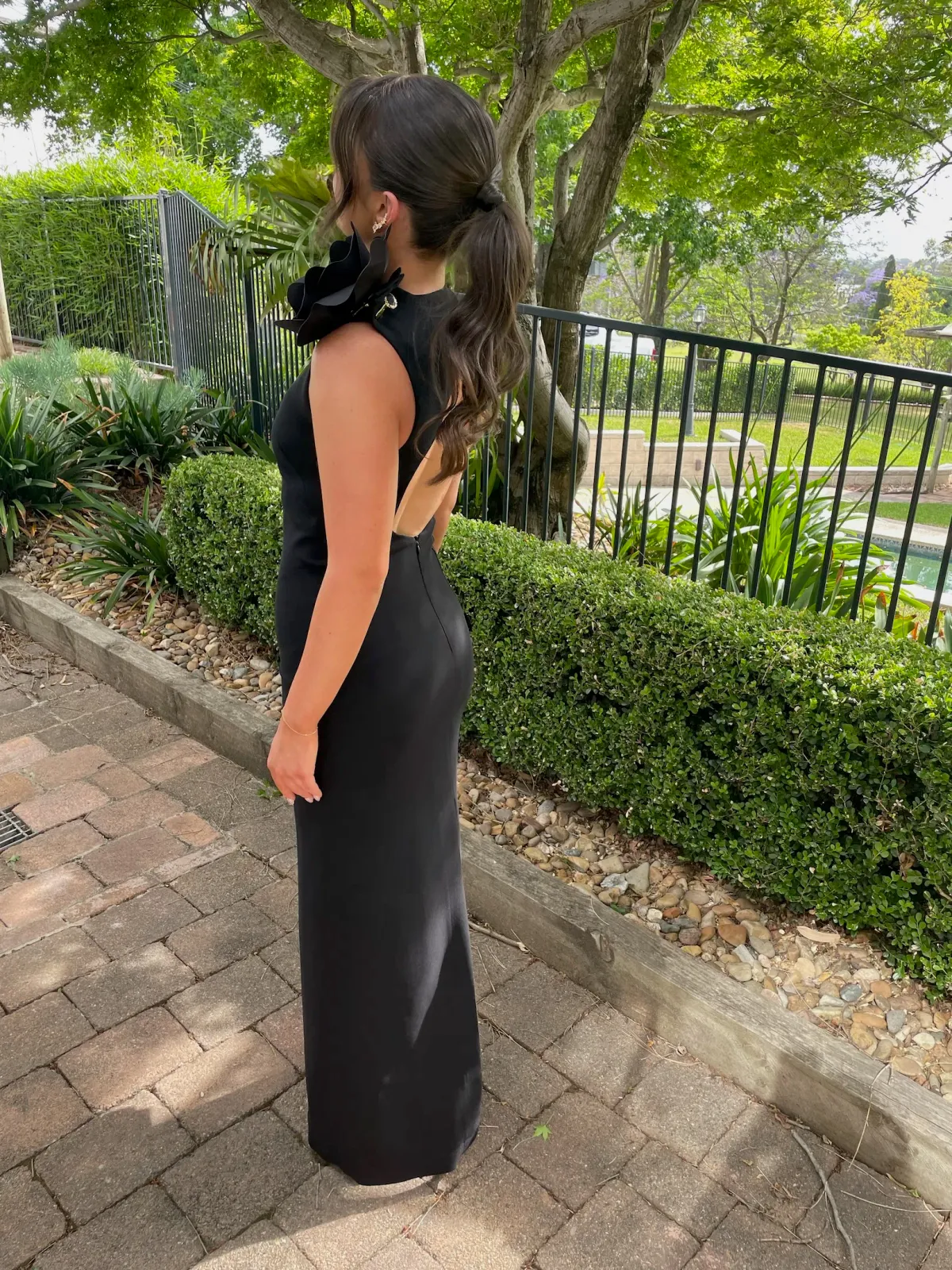 Carla Zampatti Crepe C Back Gown Black Size 6 - Image 6