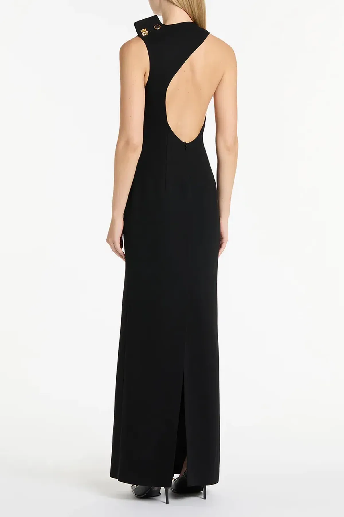 Carla Zampatti Crepe C Back Gown Black Size 6 - Image 3