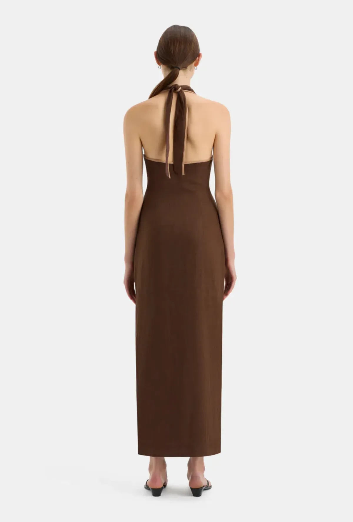 Sir the Label Affogato Halter Dress Chocolate Brown Size AU 8 - Image 2