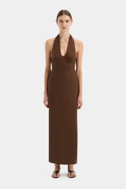 Sir the Label Affogato Halter Dress Chocolate Brown Size AU 8 for rent on The Volte - image 1